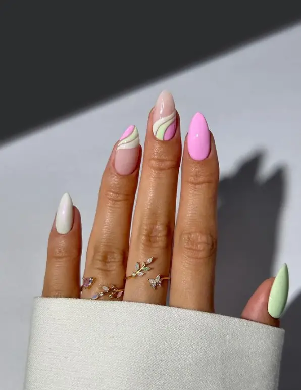 Colorful Pastel Summer Nails 