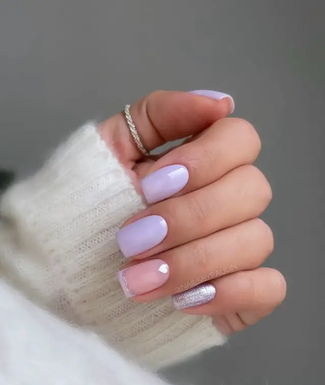 Glitter Purple Pastel Summer Nails 