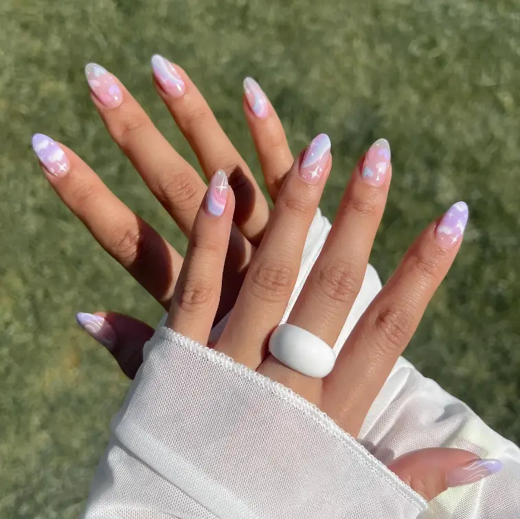 Clouds Pastel Summer Nails 