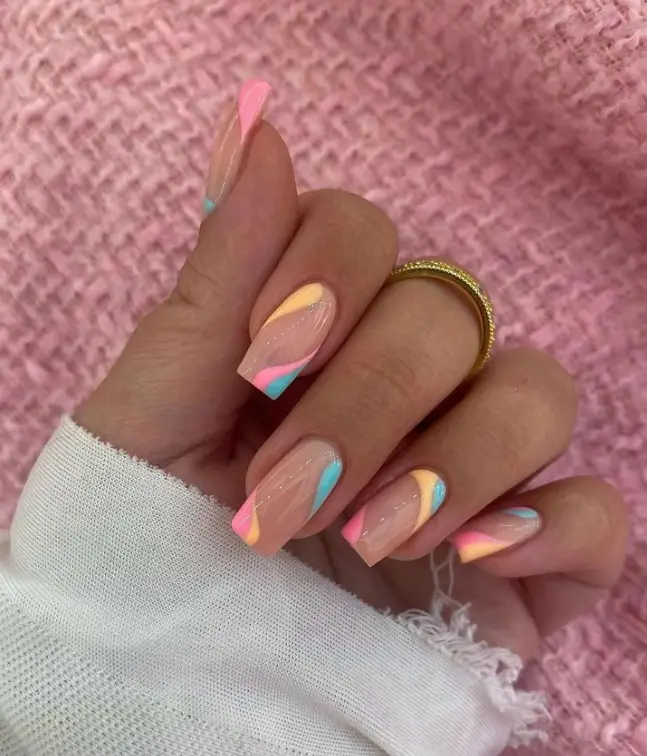 Colorful Pastel Summer Nails 