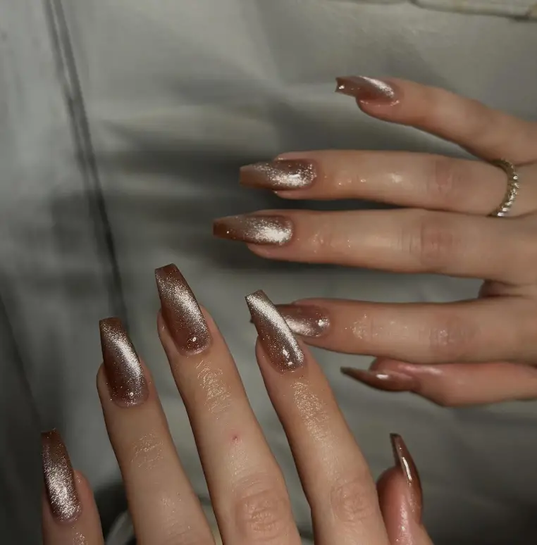 Glitter Brown Fall Nails Inspo