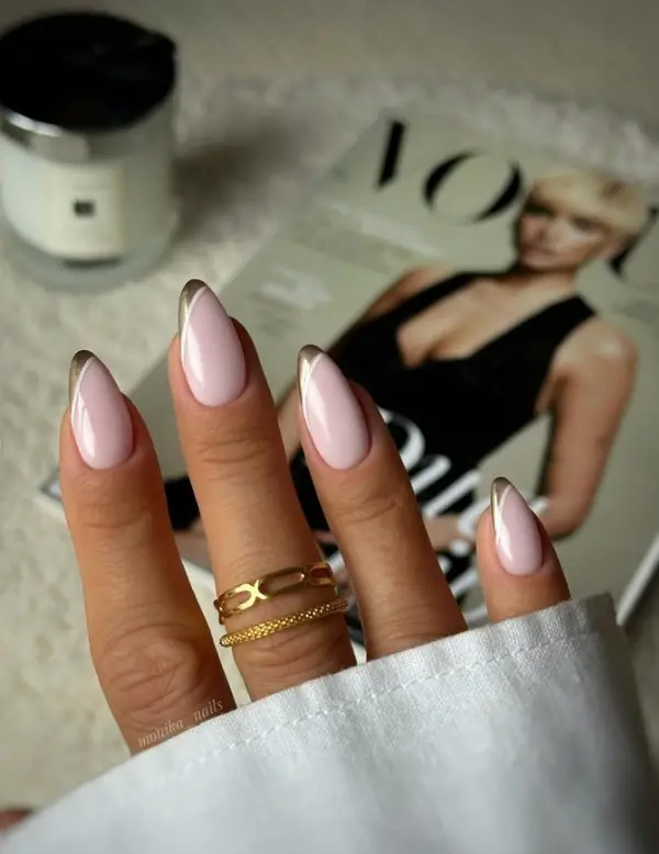 Gold Tip Classy Nail Inspo