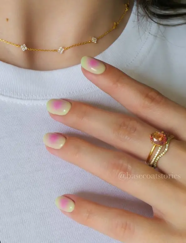 Light Green and Pink Short Nail Inspo