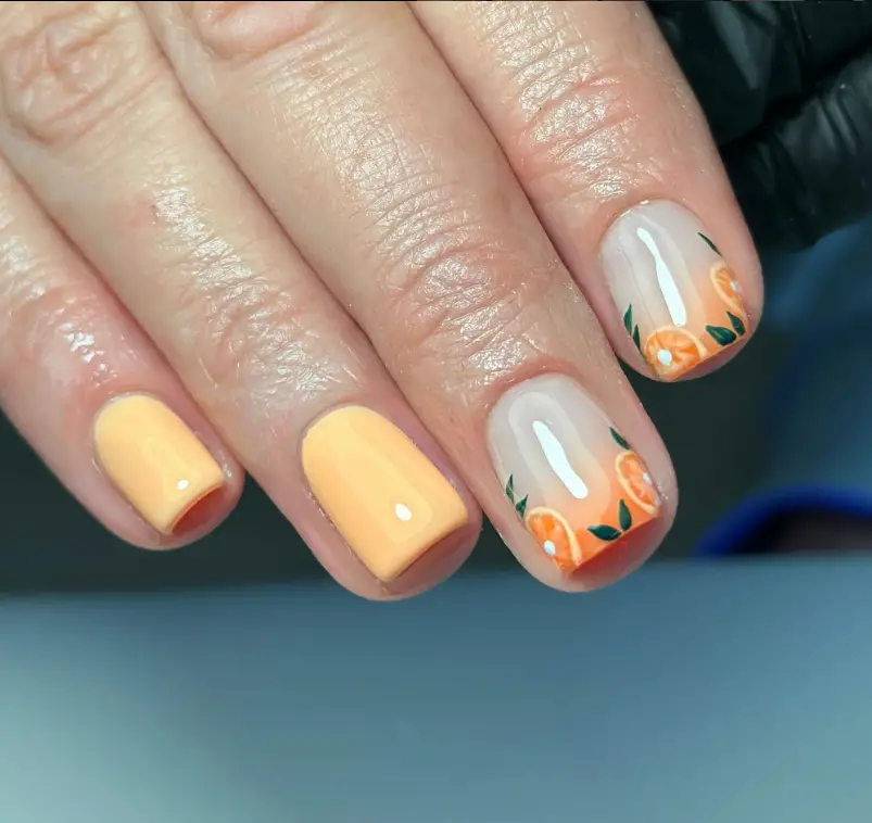 Orange Simple Short Nail Inspo