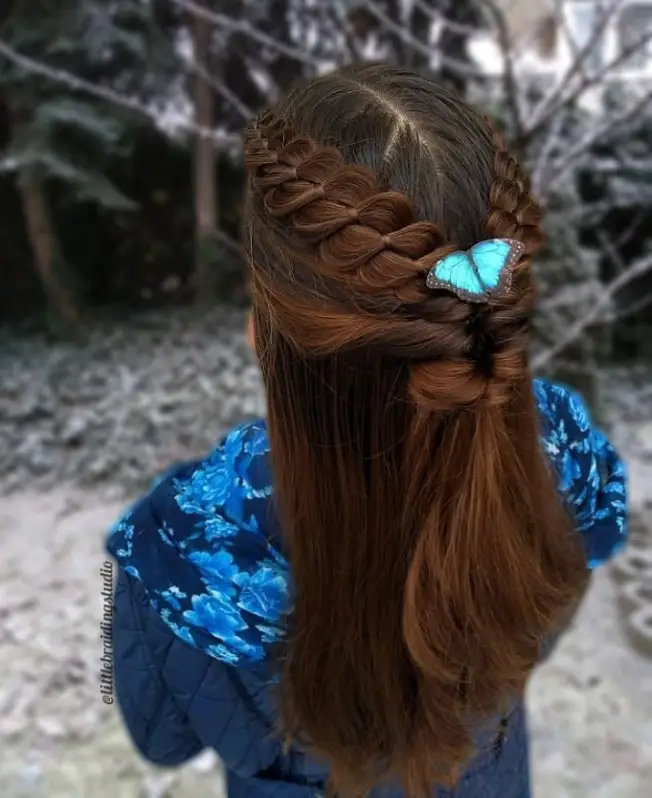 Crown Braid with Butterfly Clip Accent Hairstyle