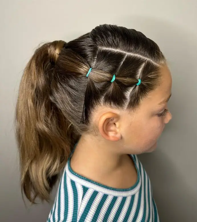 Sectioned Side Ponytail with Elastics Hairstyle